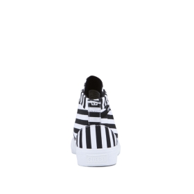 Supra Womens STACKS MID High Top Shoes Black/White Stripe | US-51345